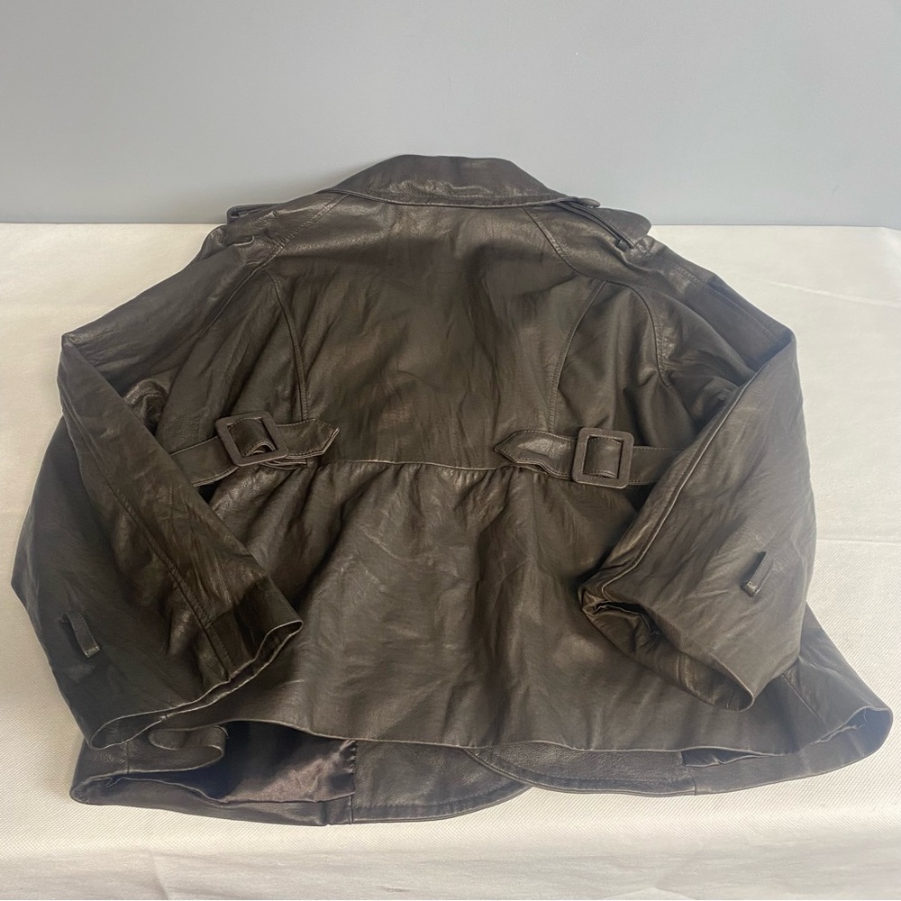 Lane Bryant Genuine Leather Jacket Women's Size 18/20 Brown Button Closure - Picture 4 of 16